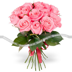 15 розовых роз (70см)